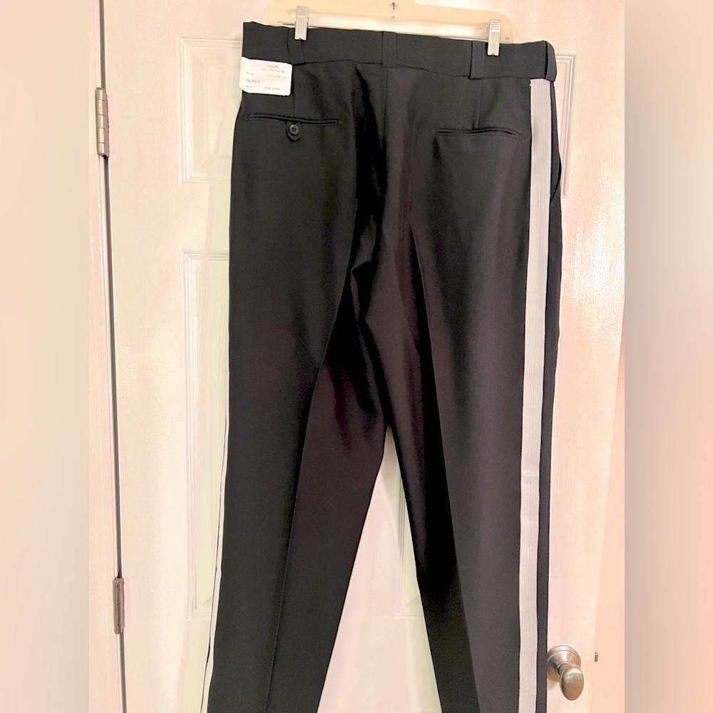 ANCHOR UNIFORM NEW Men's Slacks. Sz 36" x 34". Black w/white stripe.